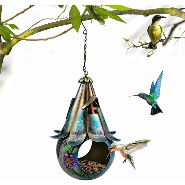 Iron Art Wild Bird Feeder for Backyard House Garden Decor