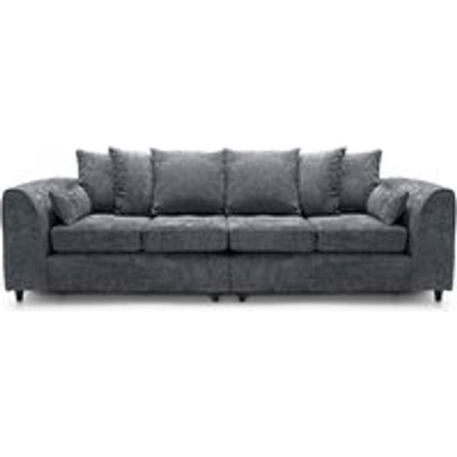 Monaco Chenille Fabric Long 4 Seater Sofa Scatter Back Curved Arm - Purple - One Size