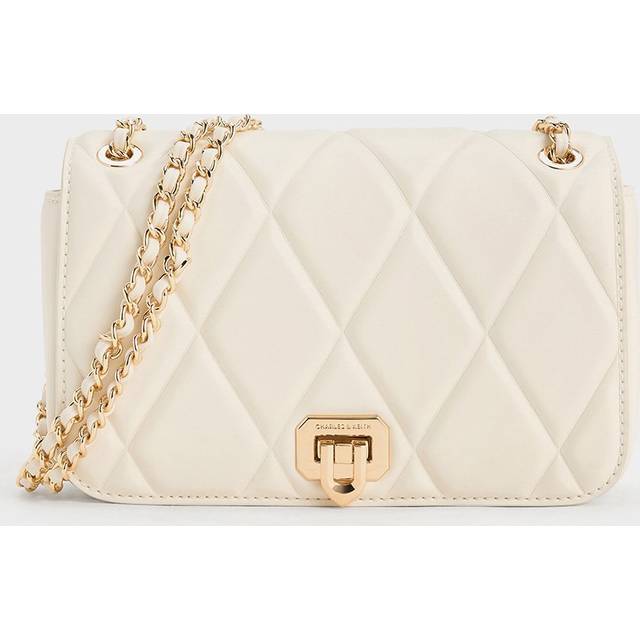Charles & Keith - Arwen Diamond-Quilt Shoulder Bag - Cream
