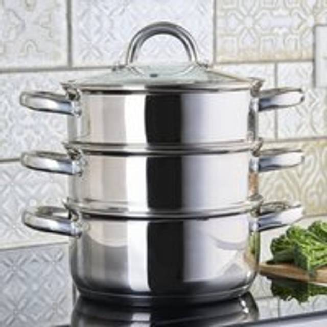 Cooks Professional 3 Tier Stainless Steel Steamer 22cm Diameter, Silver