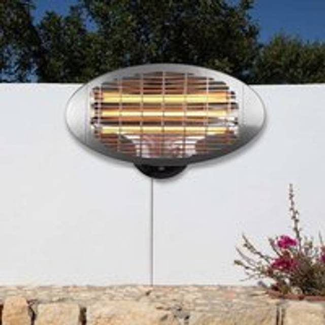 2KW Water Resistant Infrared Electric Outdoor Garden Patio Heater - Metallic Silver - One Size