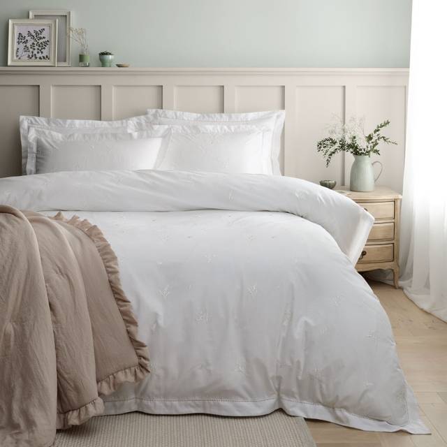 Bianca Lottie Embroidered Duvet Cover Bedding Set White