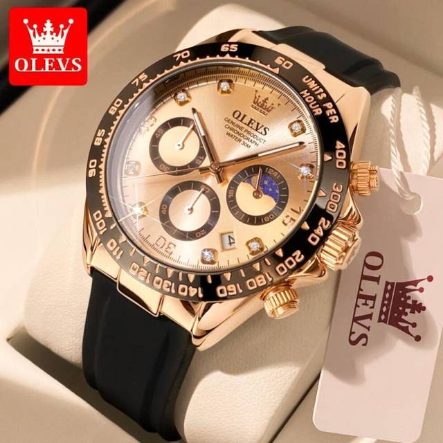(gold) Olevs Luxury Men Watch Quartz Man Watches Waterproof Luminous Top Brand Watch For Men Date Chronograph Sport Wristwatch