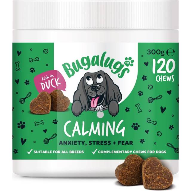 BUGALUGS Calming Treats for Dogs for Stress, Separation, Aggression, Travel, Barking & Dog Anxiety Relief calming dog treats