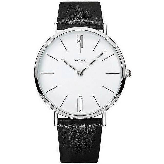 (White Black) Men Watch Simple Large Scale Dial Men Business Quartz Watch
