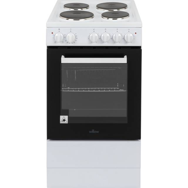Cooker white electric 50cm single cavity 62l solid 4 zone hob - willow we50ssw