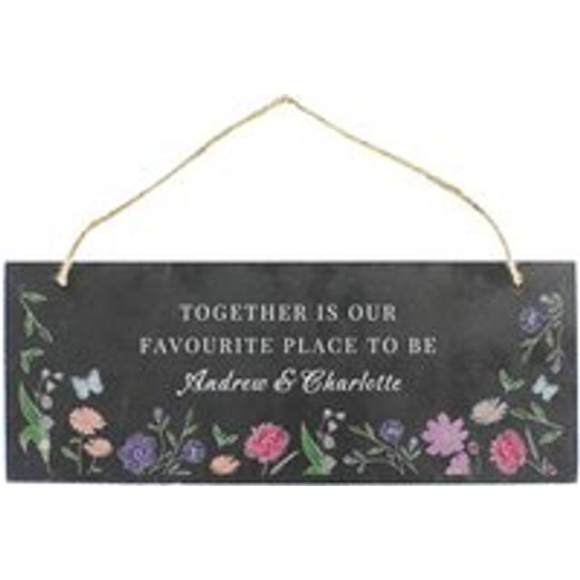 Personalised Wild Flowers Slate Garden Sign - Black