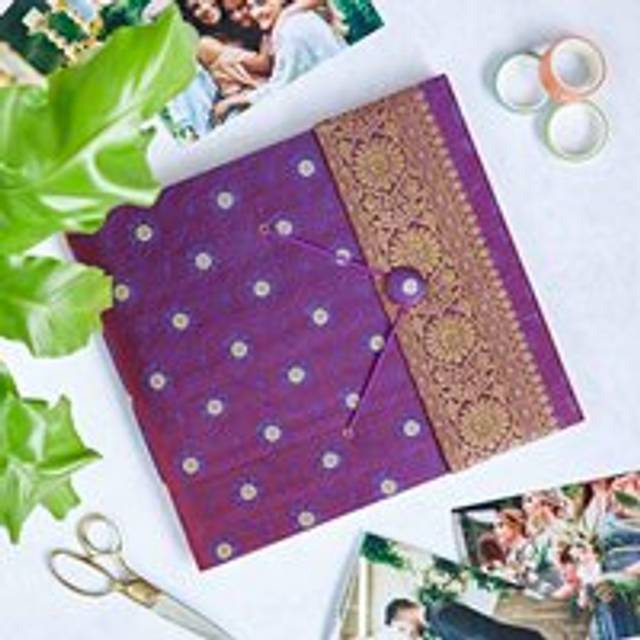 Large Sari Fabric Photo Album - Purple