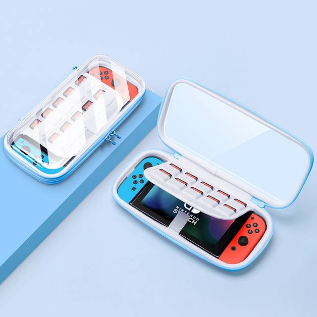 (Blue) Transparent Bag for Nintendo Switch/switch OLED Gradient Design 10 Game Cards Storage Carrying Handbag Console Show Case
