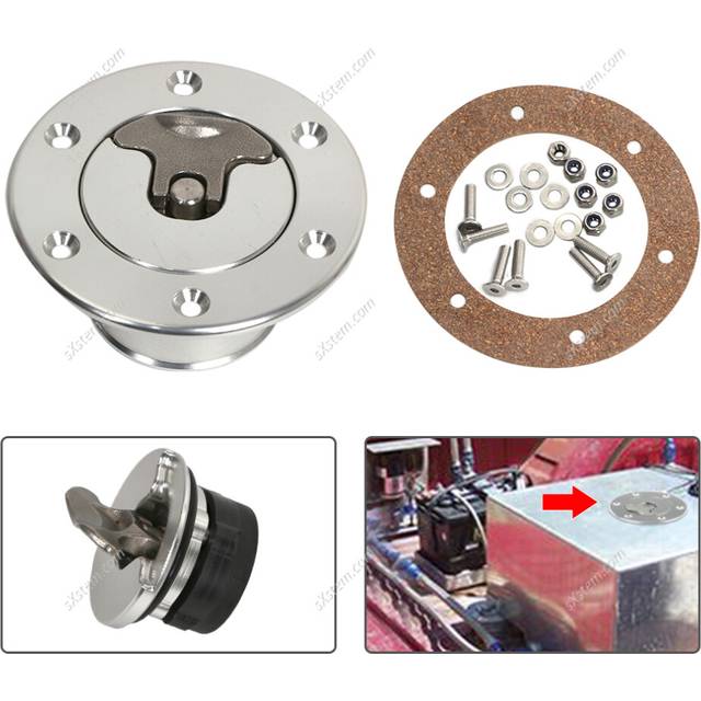 (SILVER) Fuel Filler Neck Pop-Up Fuel Cell Polished Tank Cap Car Aluminum Alloy