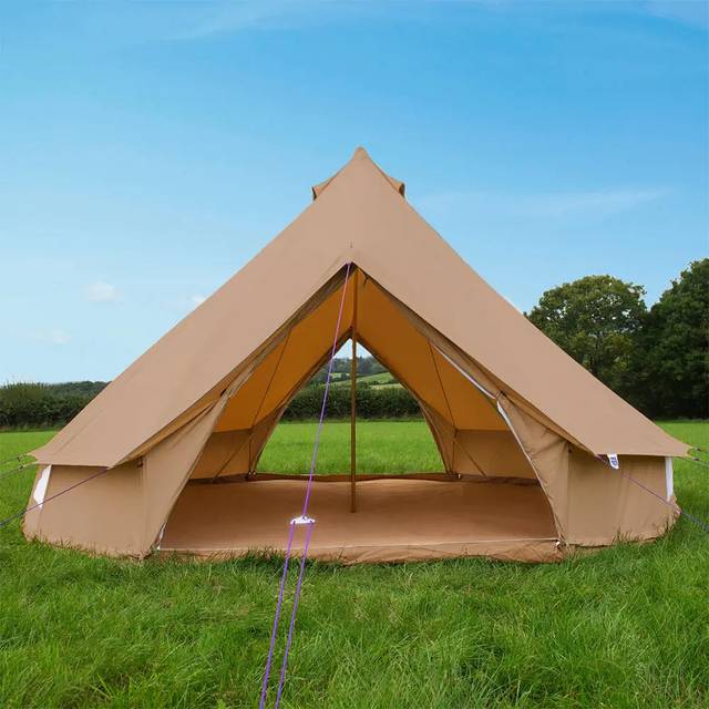 5M Classic Bell Tent 100% Cotton 285GSM Double Door - Coffee Default Title