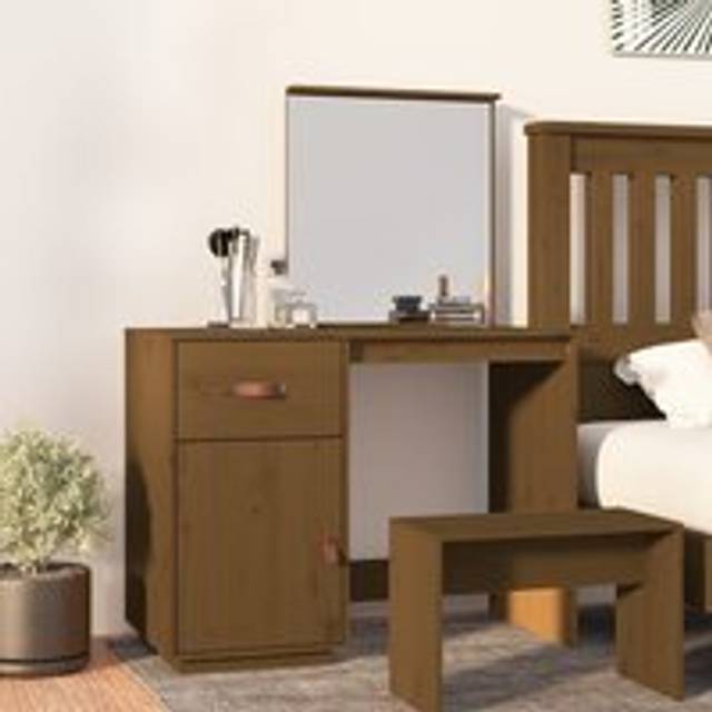 Dressing Table Honey Brown 95x50x134 cm Solid Wood Pine - One Size