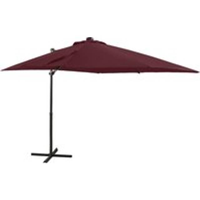 Cantilever Umbrella with Pole and LED Lights Bordeaux Red 250 cm - One Size