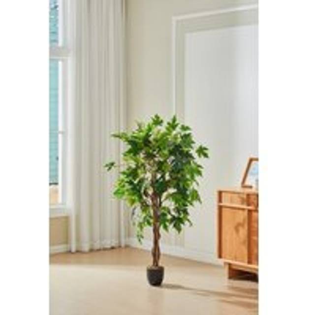 140Cm H Decorative Plant Artificial Maple Tree in Planter - Green - One Size