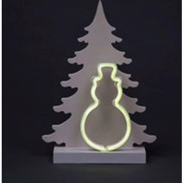 (Snowman Silhouette 40Cm) Wooden Pre Lit Christmas Nativity Scene Table Decoration Battery Operated