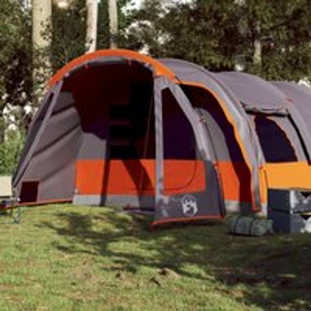 Family Tent Tunnel 8-Person Grey Waterproof - One Size