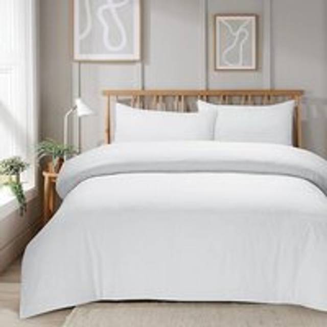 Mayfair Stripe Duvet Set in Natural - Double - White - Single