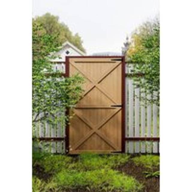 100cm W X 183cm H Garden Flat Top Pine Wood Gate Kit - Natural - One Size