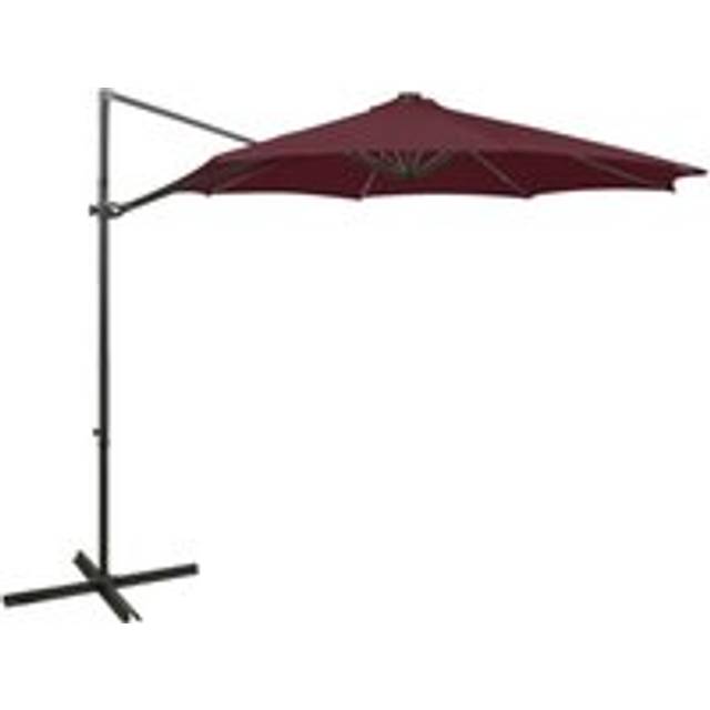 Cantilever Umbrella with Pole and LED Lights Bordeaux Red 300 cm - One Size