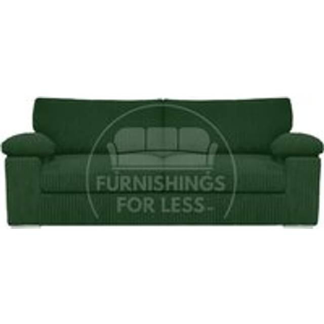 Delta Large Fabric 3 Seater Sofa With Padded Arms Jumbo Cord - Green - One Size