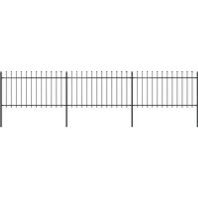 Garden Fence with Spear Top Steel 5.1x1 m Black - One Size