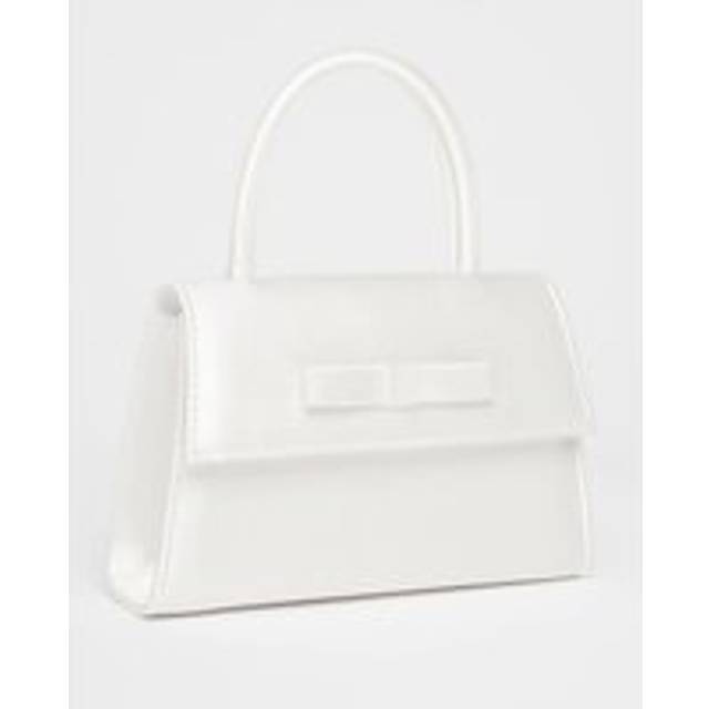 Womens White Bridal Satin Top Handle Bag - One Size