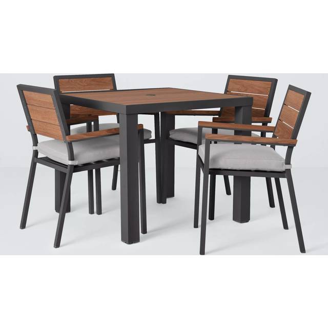 John Lewis Platform 4-Seater Wood-Effect Garden Dining Table & Chairs Set, Black
