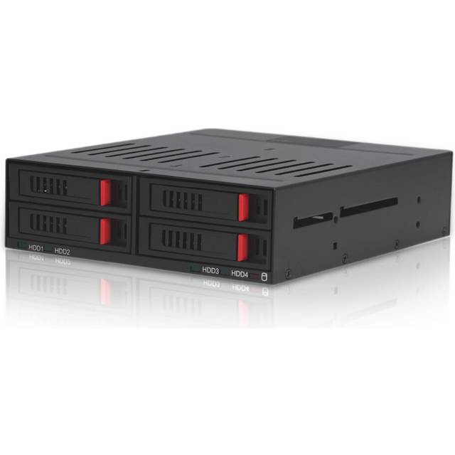 4 Bay 2.5in HDD SSD Mobile Rack Cage, 4 Bay Hard Drive Enclosure for External 5.25in Bay, Compatible with 9.5mm 12.5mm HDD SSD