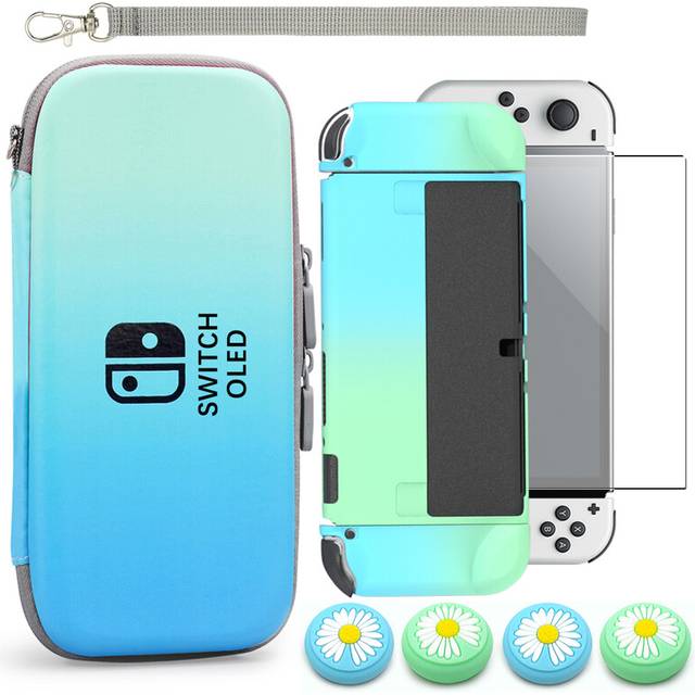 (Brick Red) Switch Oled Game Accessories Kit Anti-drop Storage Carry Case Consoel Back Cover For Nintendo Switch Oled Tempered Glass