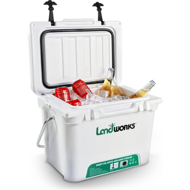 Landworks Rotomolded ENHANCED Ice Cooler 19L 20QT Up to 10 Day Ice Retention Commercial Grade Food Safe Dry Ice Compatible UV Protection 15mm