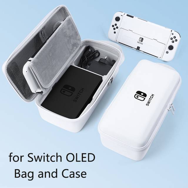 (oled white set) Switch OLED Handheld Storage Bag Portable PU Carrying Case Protective Travel Pouch for Nintendo Switch Console Game Accessories