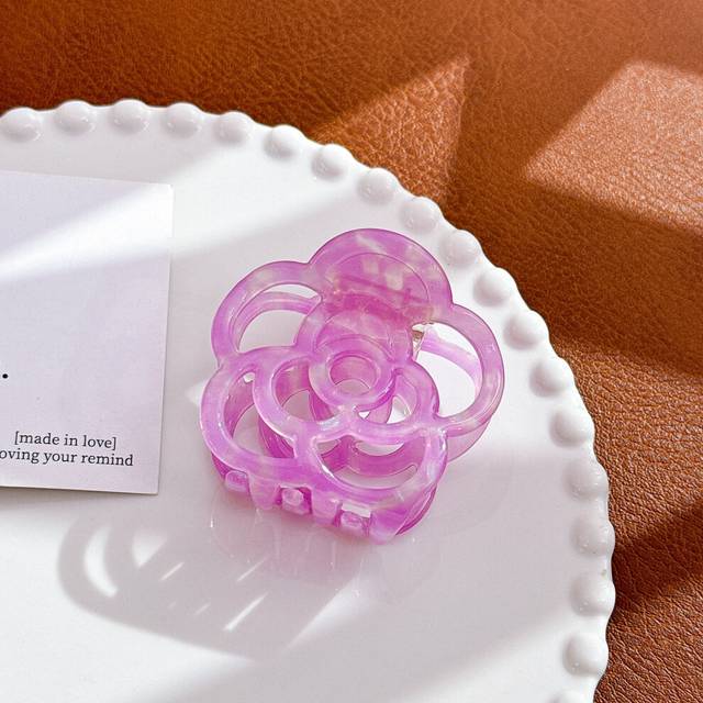(Pink) Versatile Doweisi Hair Claw Clip Featuring Beautiful Camellia Design For Women