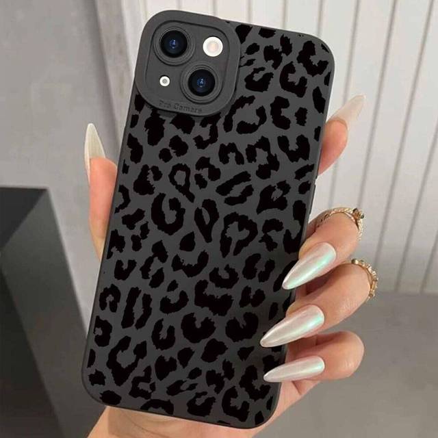 (Black Leopard, For iPhone 12 Pro) Cool Case For iPhone 16 15 Pro Max 14 13 12 XR Shockproof Silicone Matte Cover