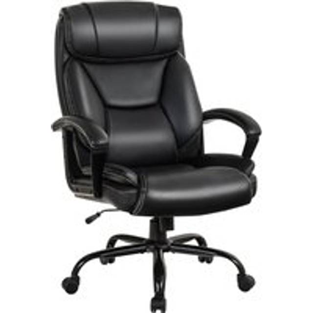 Swivel Office Chair Adjustable PU Executive Chair With Metal Base - Black - One Size