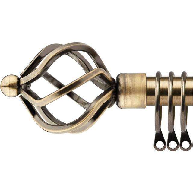 New Edge Blinds 160-300cm Extendable Brass Cage Metal Curtain Pole - Gold - 160 - 300cm