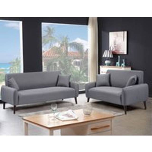 Grey Linen Fabric 3 Seat 2 Seat Sofa Set - One Size