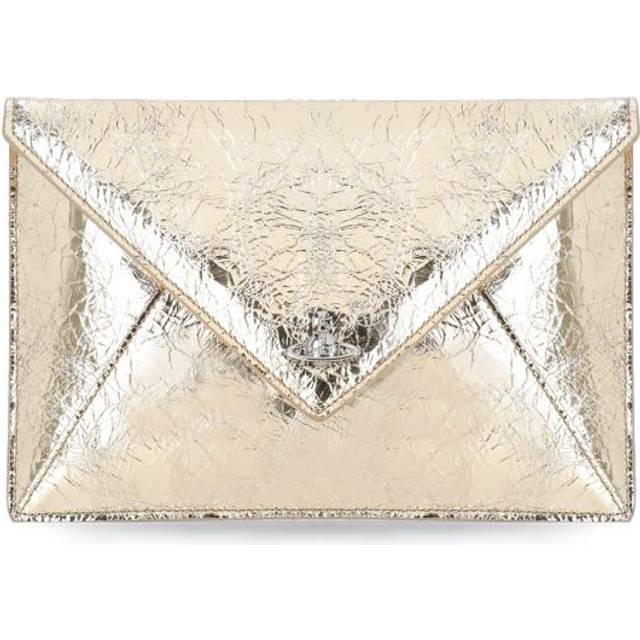 Vivienne Westwood, Clutches, female, Yellow, ONE SIZE, Golden Leather Clutch Bag with Orb Logo