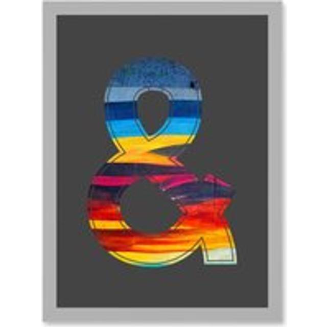 Symbol & And Ampersand Sign Abstract Landscape Bright Decorative Graffiti Mural Alphabet Initial Stencil Artwork Framed Wall Art Print A4 - Grey - One - One Size