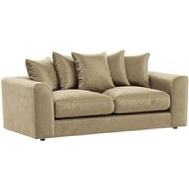 Brooklyn Plush Velvet Fibre Fabric 3 Seater Sofa Scatter Back - Beige - One Size