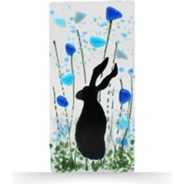 Handmade Fused Glass - Tea Light Holder - Hare - Forget Me Not - Multi - One Size