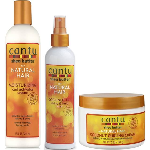 Cantu Curl Activator 355Ml, Cocount Oil Shine Mist 237Ml, Coconut Curling Cream 340G (Set Of 3)