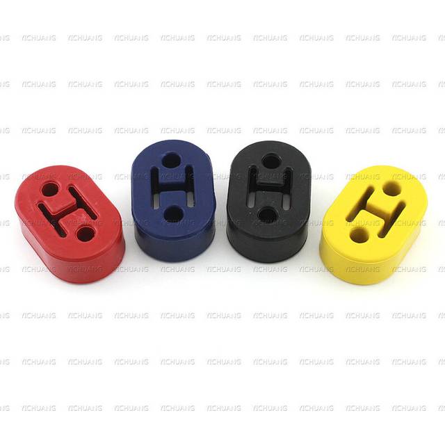 (Yellow- 4 Holes) Auto Car Rubber Exhaust Tail Pipe Mount Brackets Hanger Insulator 2 Holes