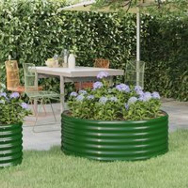 Garden Raised Bed Powder-coated Steel 100x100x36 cm Green - One Size