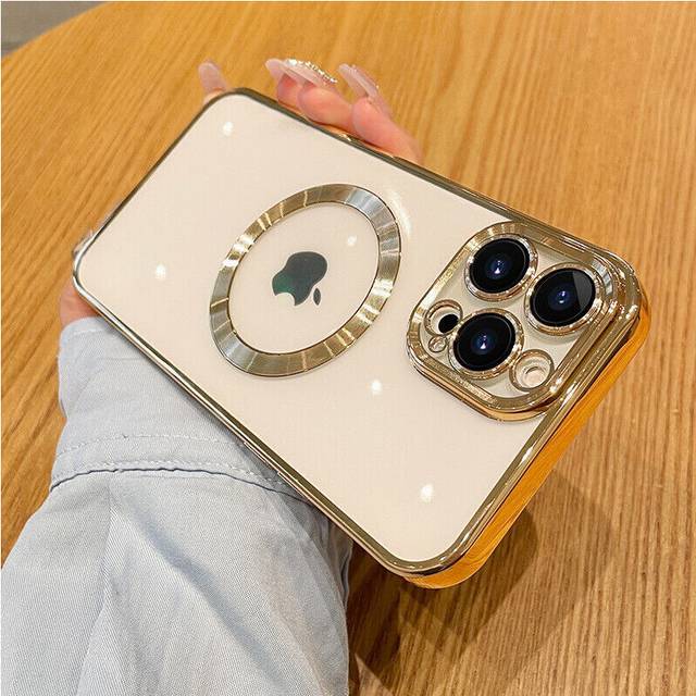 (Gold, For iPhone XR) Magsafe Case For iPhone 16 15 14 Pro Max 13 12 ShockProof Magnetic Clear Cover