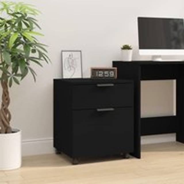 Mobile File Cabinet with Wheels Black 45x38x54cm Engineered Wood - One Size