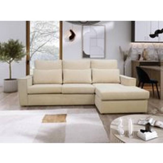 (Beige, Right Hand Facing) Soho Fabric 3 Seater Corner Chaise Sofas