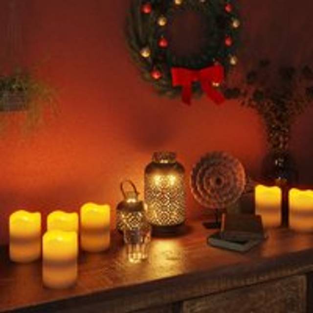 Flameless LED Candles 24 pcs with Remote Control Warm White - Green - One Size