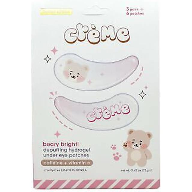 The Crme Shop Boba Bears Beary Bright Depuffing Hydrogel Under Eye Patches Hydrating Under Eye Patches Under Eye Patches for Puffy Eyes Pack of 3