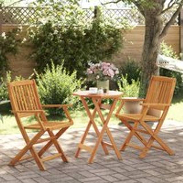 3-Piece Acacia Wood Folding Patio Bistro Set | Wowcher