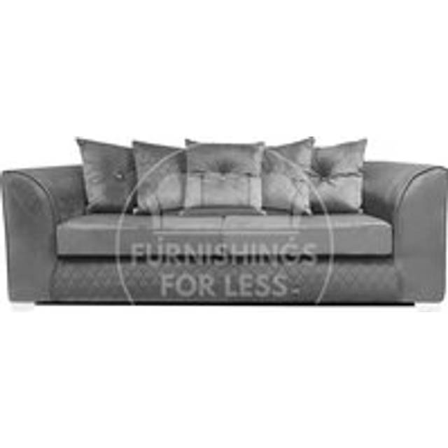 Victoria Soft Plush Velvet Fabric 3 Seater Sofa - Scatter Back - Grey - One Size